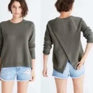 Madewell Province Cross-Back Pullover Sweater olive size Medium